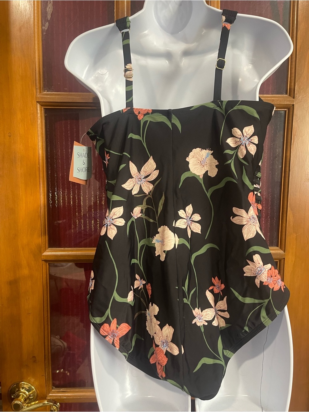 Women’s Floral Black One-Piece Swimsuit with Tummy & Butt Control - Picture 2 of 6